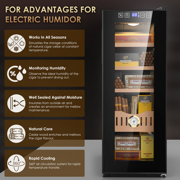 LINKEWODE 35L Electric Cigar Humidor with Cooling and Heating Function